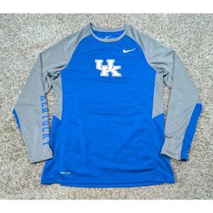 Nike Kentucky Wildcats Shirt Mens Medium Elite Dri Fit Long Sleeve Blue Tee